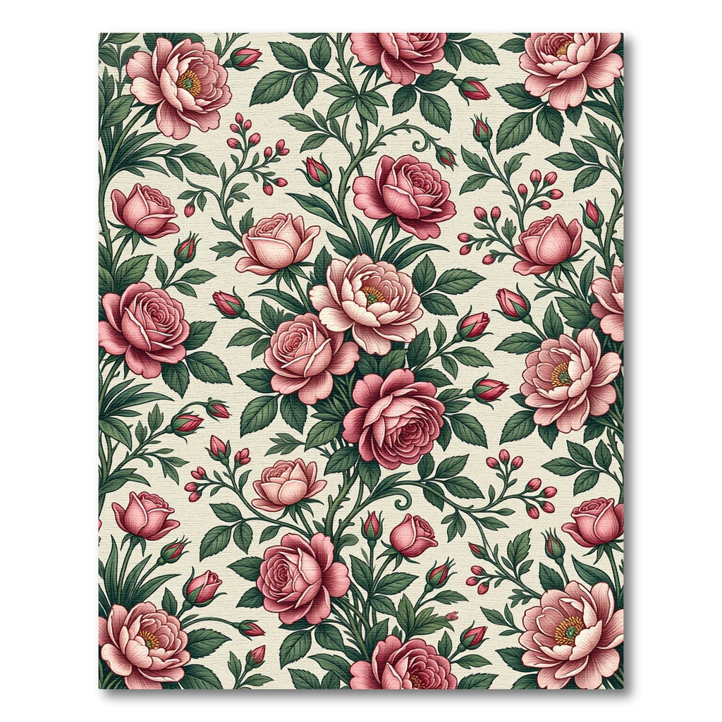 Elegant Pink Rose Garden Floral Rug