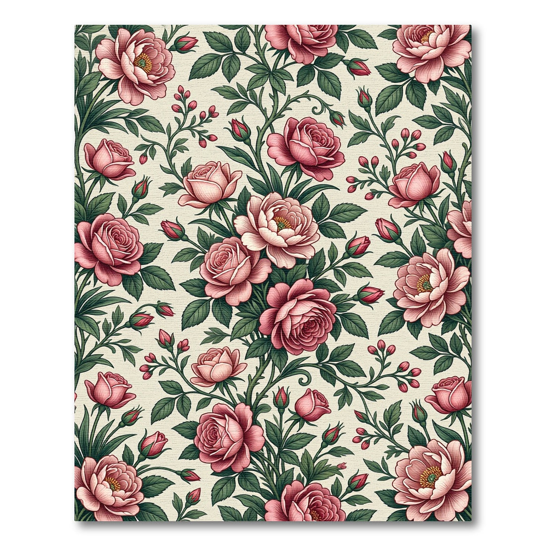 Elegant Pink Rose Garden Floral Rug