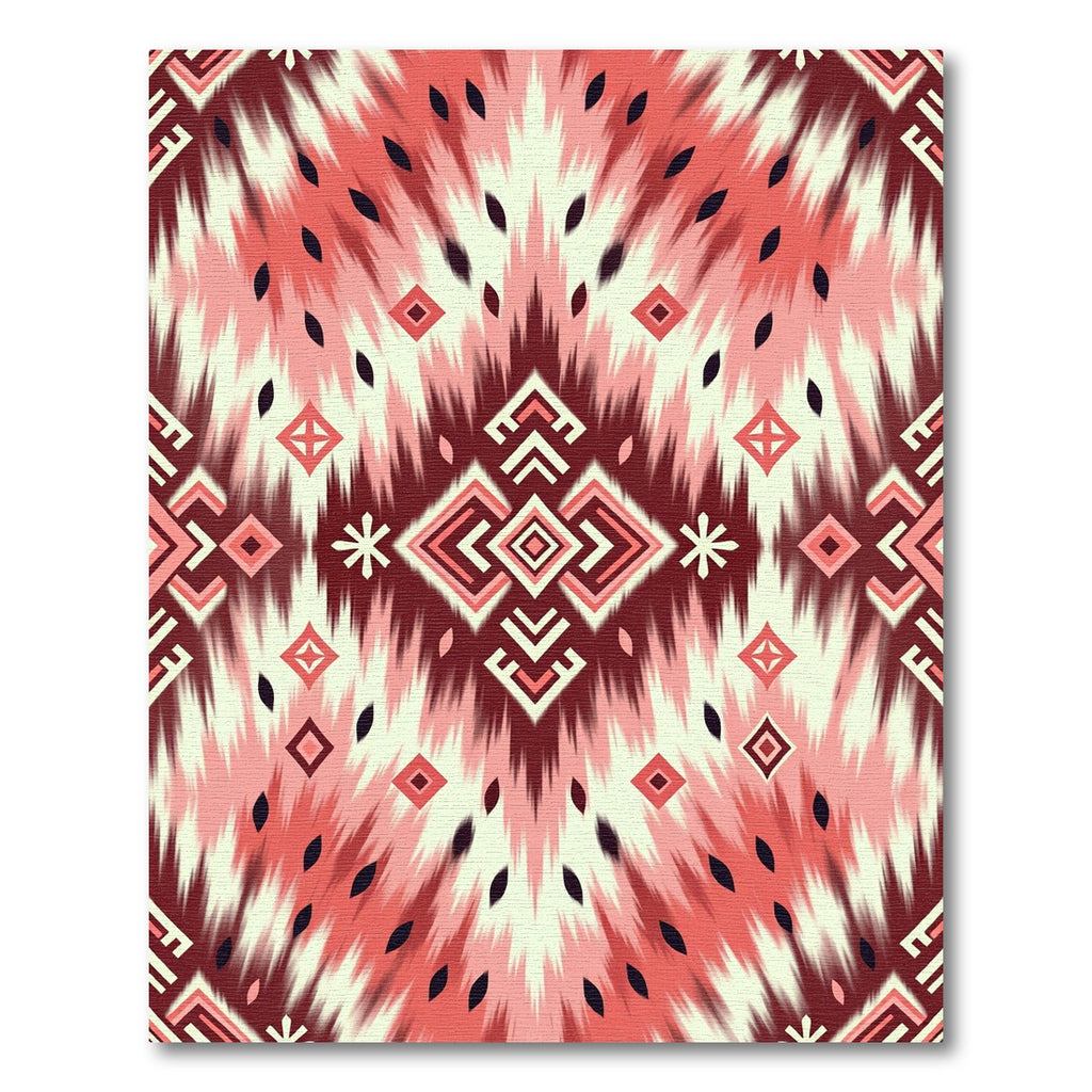 Crimson Pink Tribal Diamond Sunburst Rug