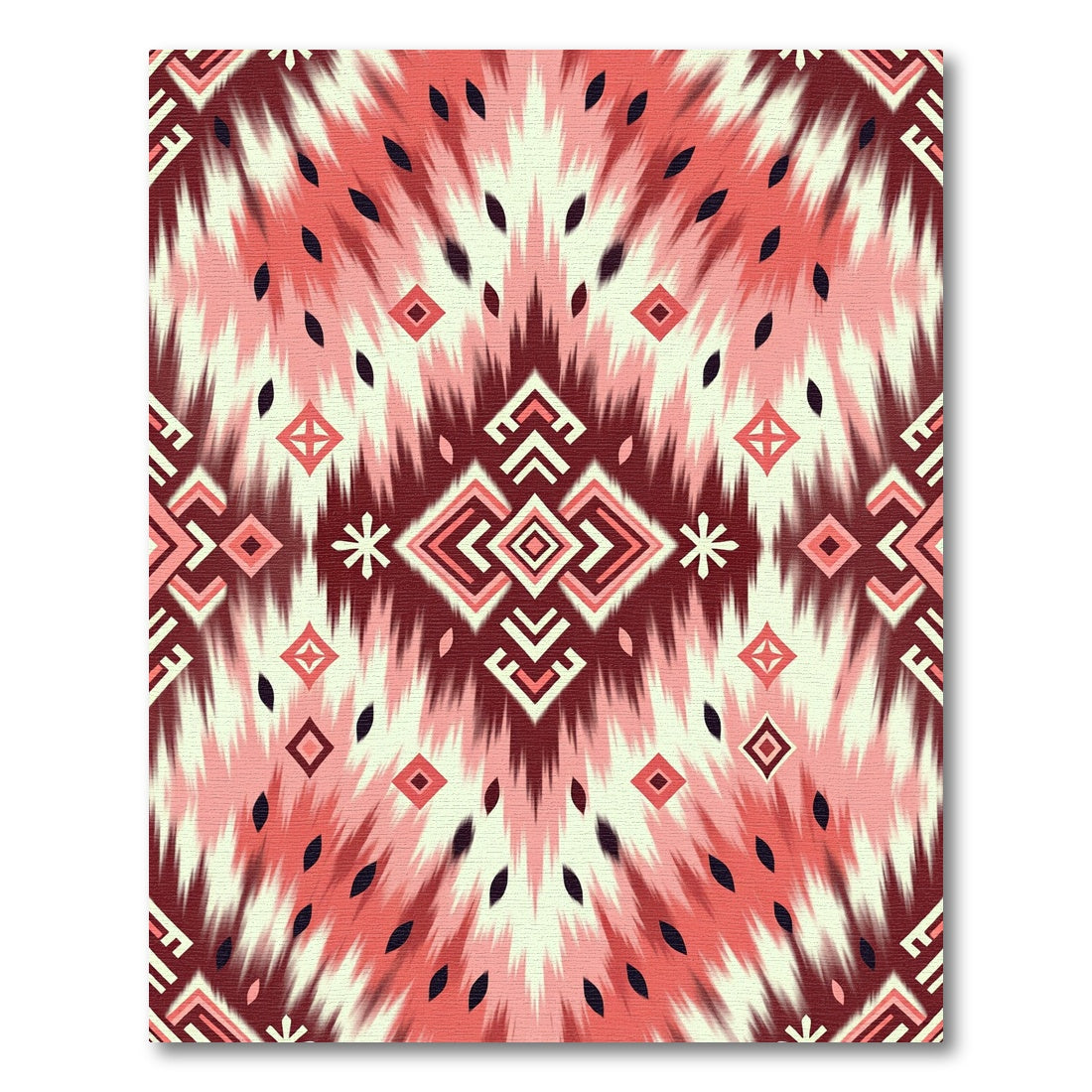 Crimson Pink Tribal Diamond Sunburst Rug