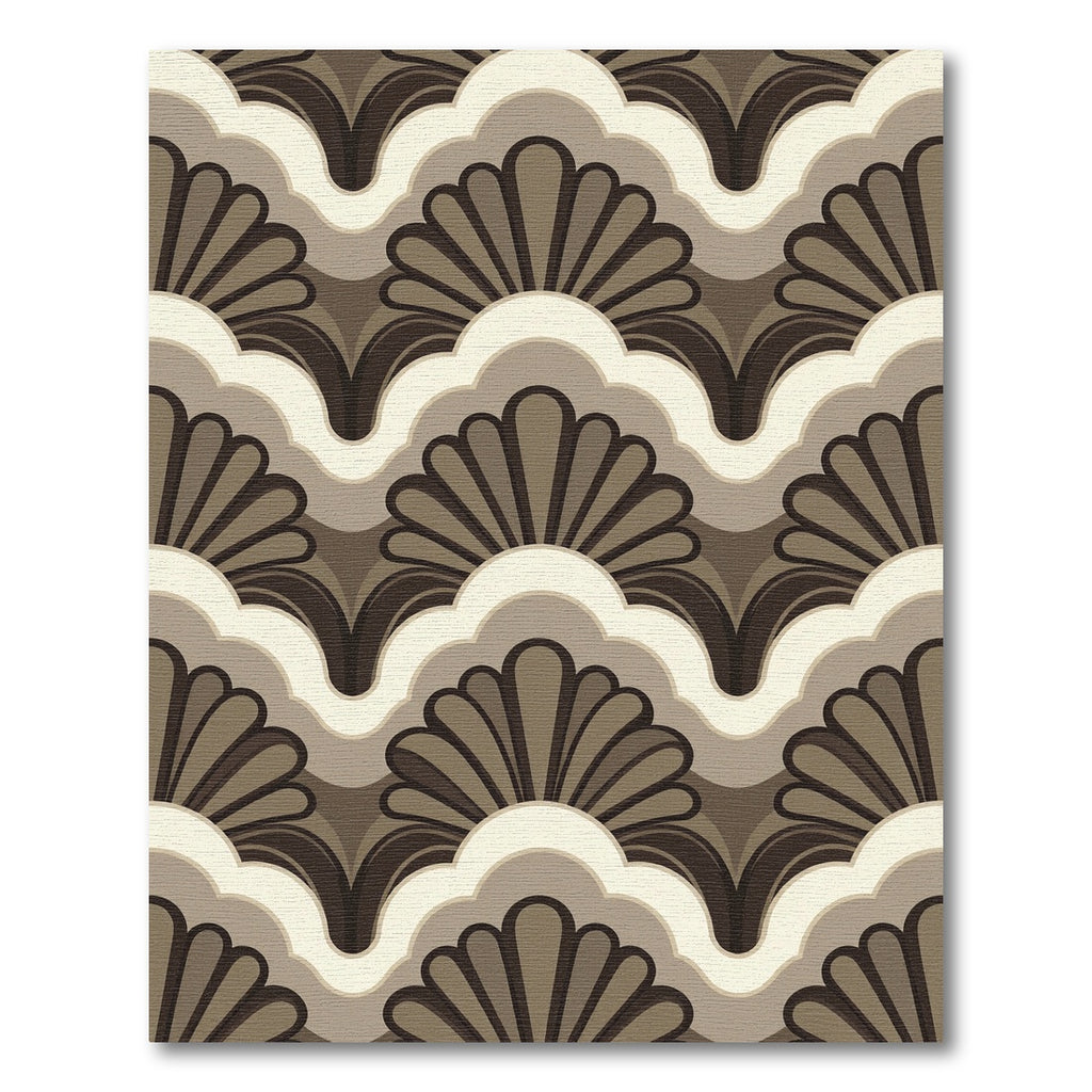 Brown and Cream Scallop Fan Rug