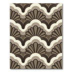 Brown and Cream Scallop Fan Rug