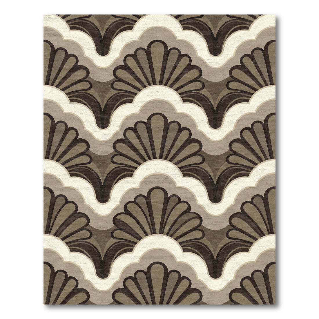 Brown and Cream Scallop Fan Rug
