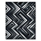 Metallic Silver Sharp Geometric Chevron Rug