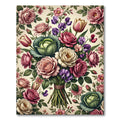 Romantic Pastel Rose and Cabbage Bouquet Rug