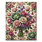 Romantic Pastel Rose and Cabbage Bouquet Rug