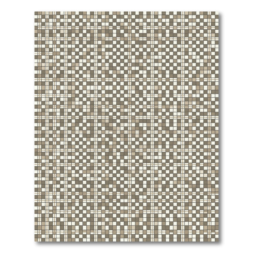 Neutral Tan Plaid Checkered Squares Rug