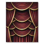 Regal Crimson Velvet Draped Theater Curtains Rug