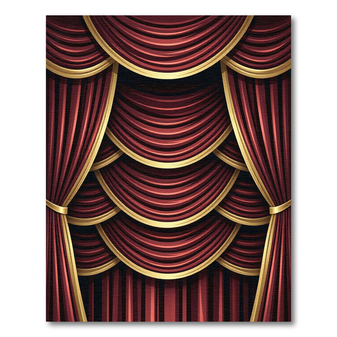 Regal Crimson Velvet Draped Theater Curtains Rug