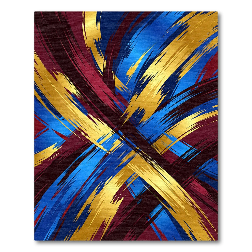 Bold Blue Gold Crimson Swirls Rug