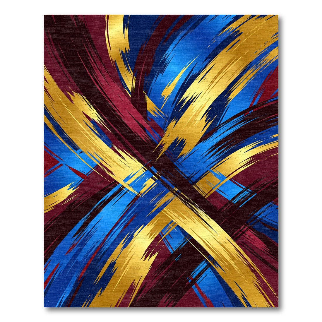 Bold Blue Gold Crimson Swirls Rug