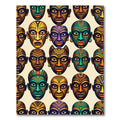 Vibrant Multicolored Tribal Mask Composition Rug