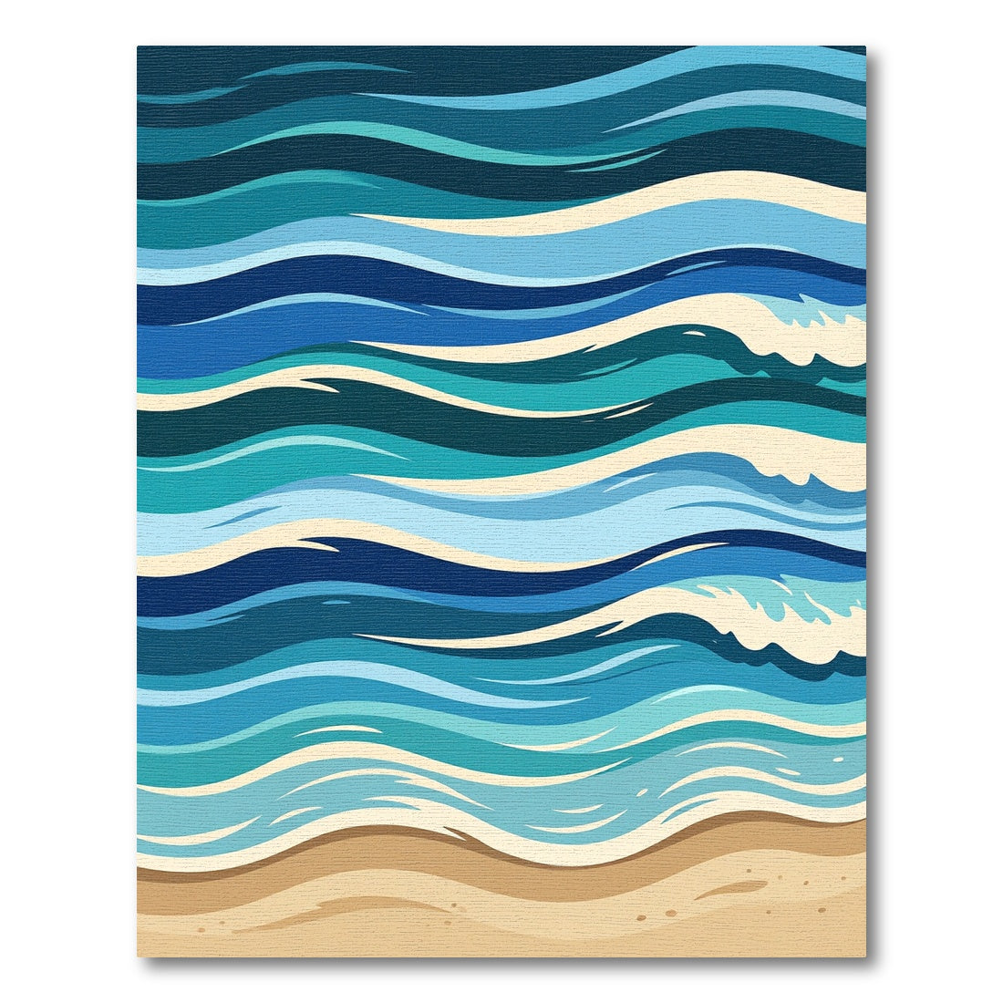 Abstract Blue Wave Ocean Shore Rug