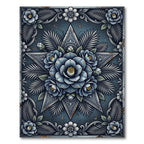 Midnight Blue Floral Star Medallion Rug