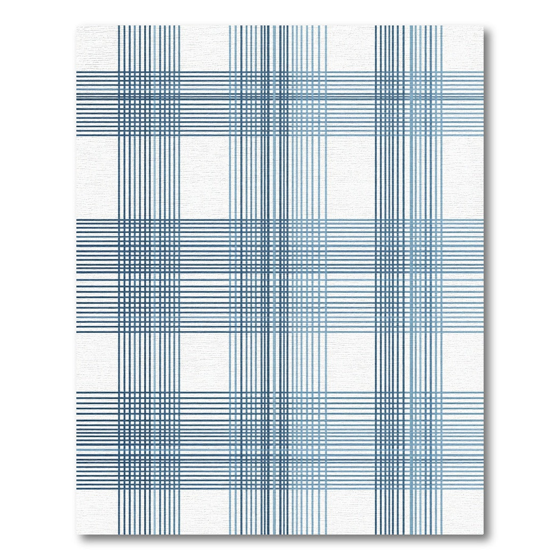 Coastal Blue Plaid Grid Rug