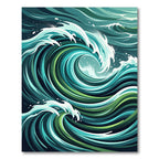 Abstract Deep Teal Swirling Ocean Wave Rug