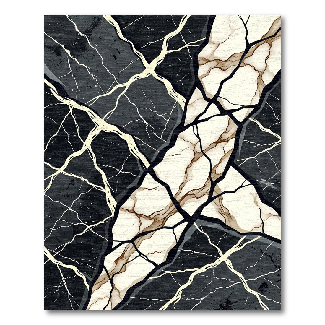 Modern Black and White Geode Abstract Rug