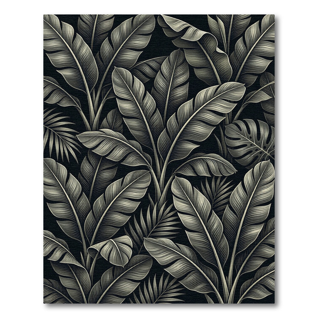 Monochromatic Tropical Banana Leaf Harmony Rug