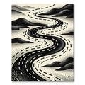 Winding Road Black Cream Abstract Rug