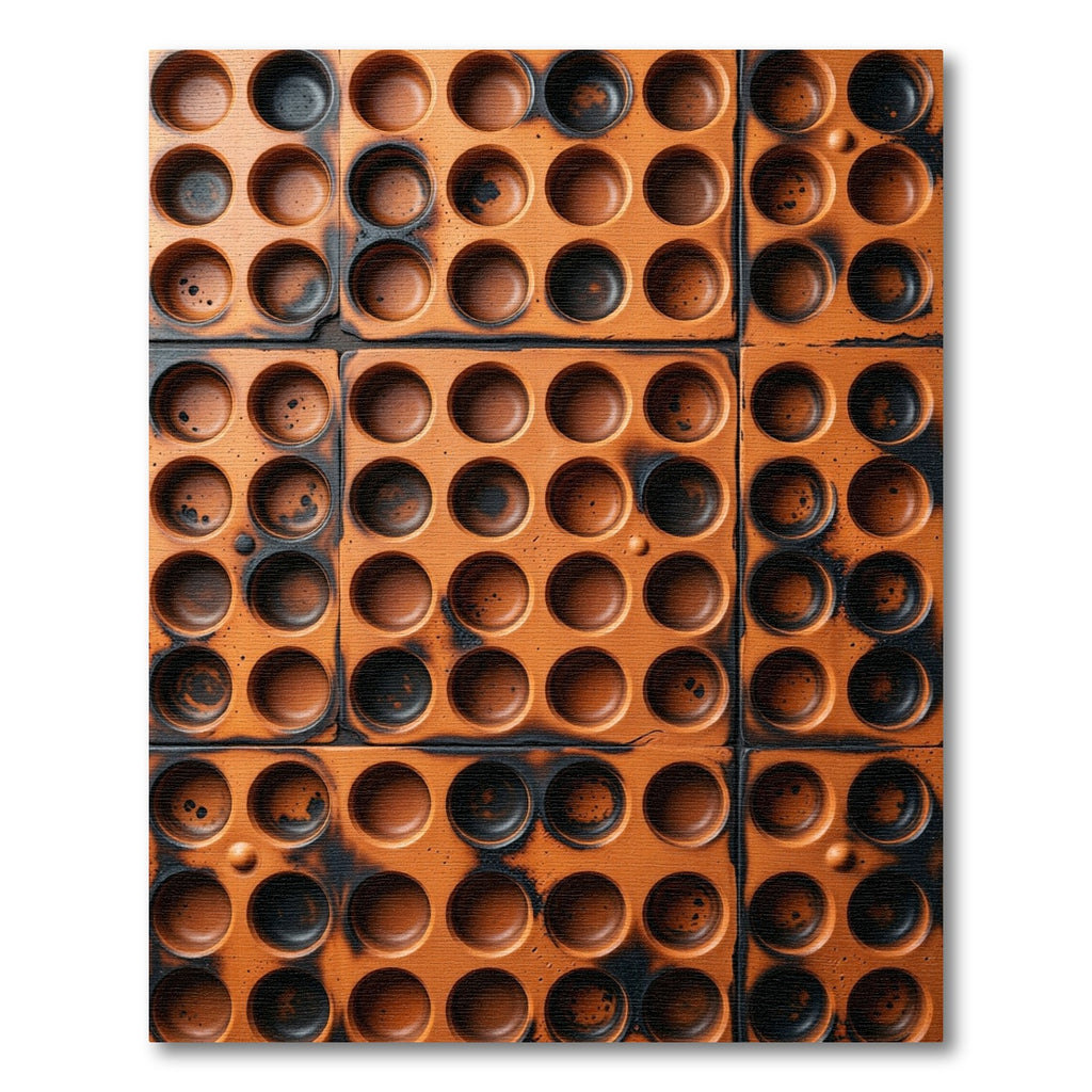 Burnt Umber Industrial Circular Grid Rug