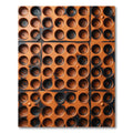 Burnt Umber Industrial Circular Grid Rug
