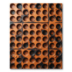 Burnt Umber Industrial Circular Grid Rug