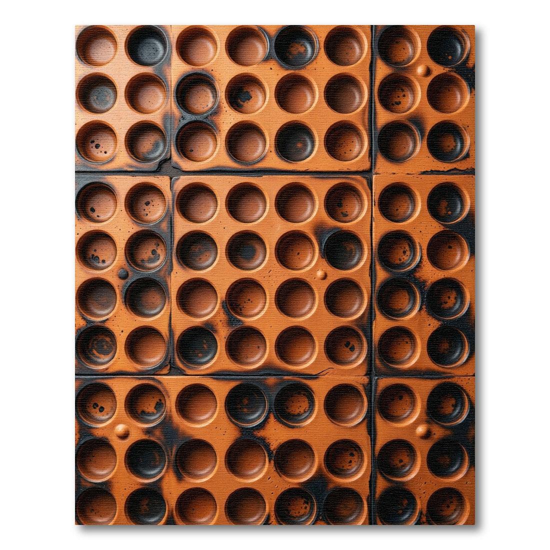 Burnt Umber Industrial Circular Grid Rug