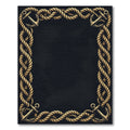 Golden Nautical Anchor Rope Border Rug