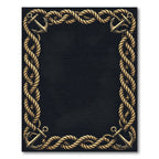 Golden Nautical Anchor Rope Border Rug