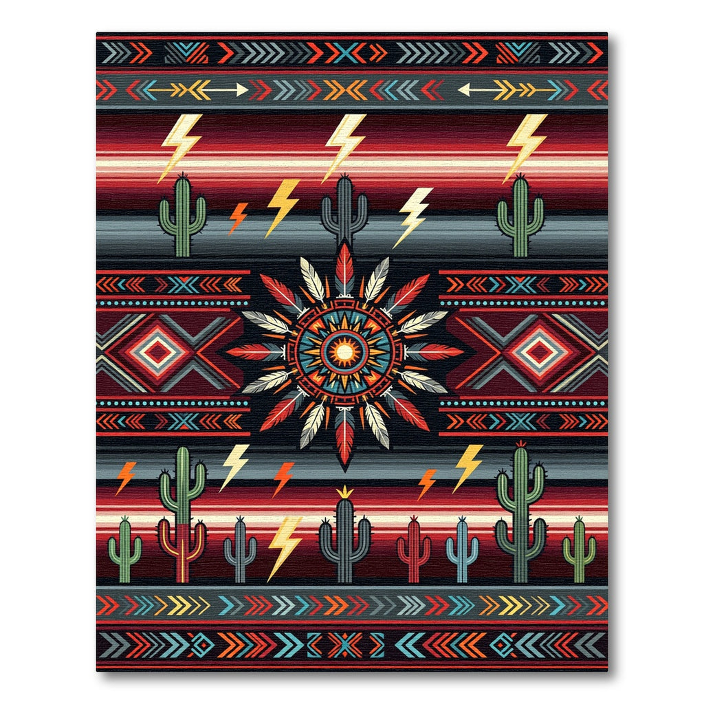 Southwestern Sunset Cactus Lightning Medallion Rug