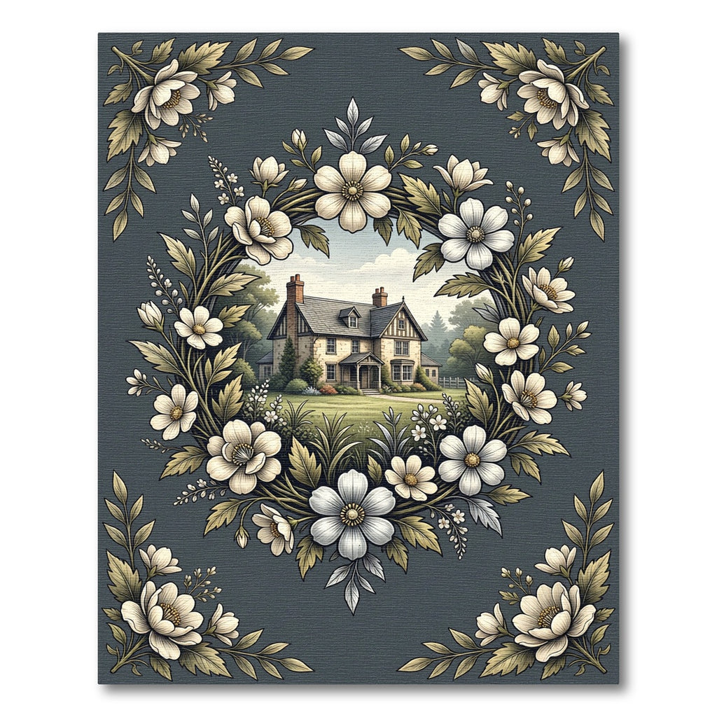 Botanical Wreath House Charcoal Floral Rug
