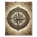 Ornate Golden Nautical Compass Medallion Rug