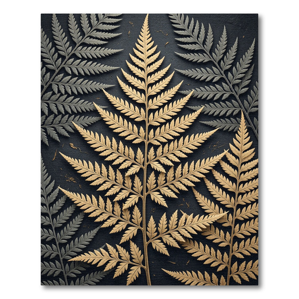 Golden Fern Botanical Charcoal Backdrop Rug