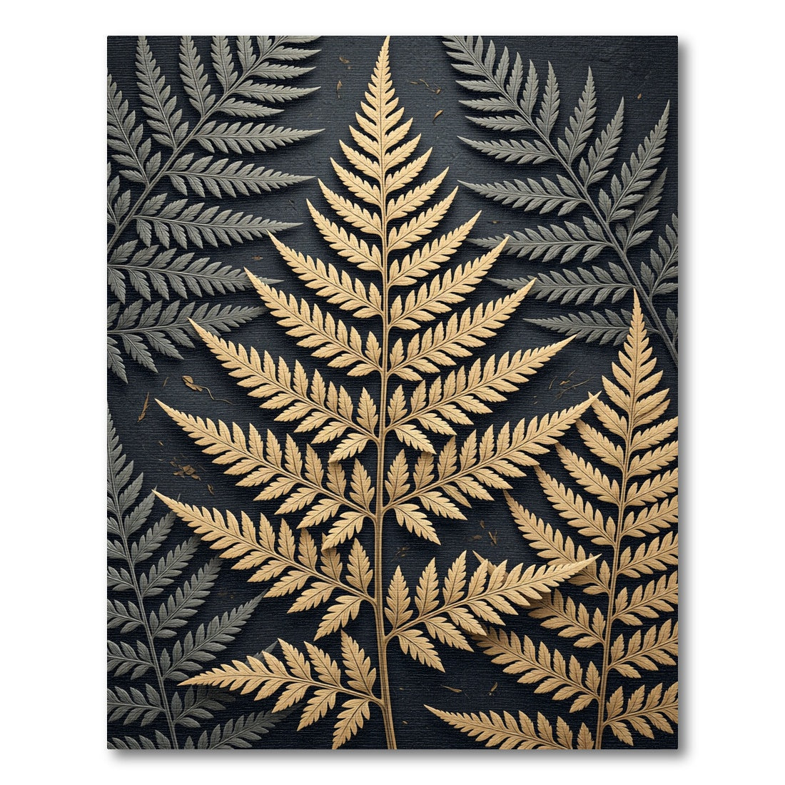 Golden Fern Botanical Charcoal Backdrop Rug