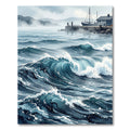 Deep Blue Crashing Ocean Waves Rug