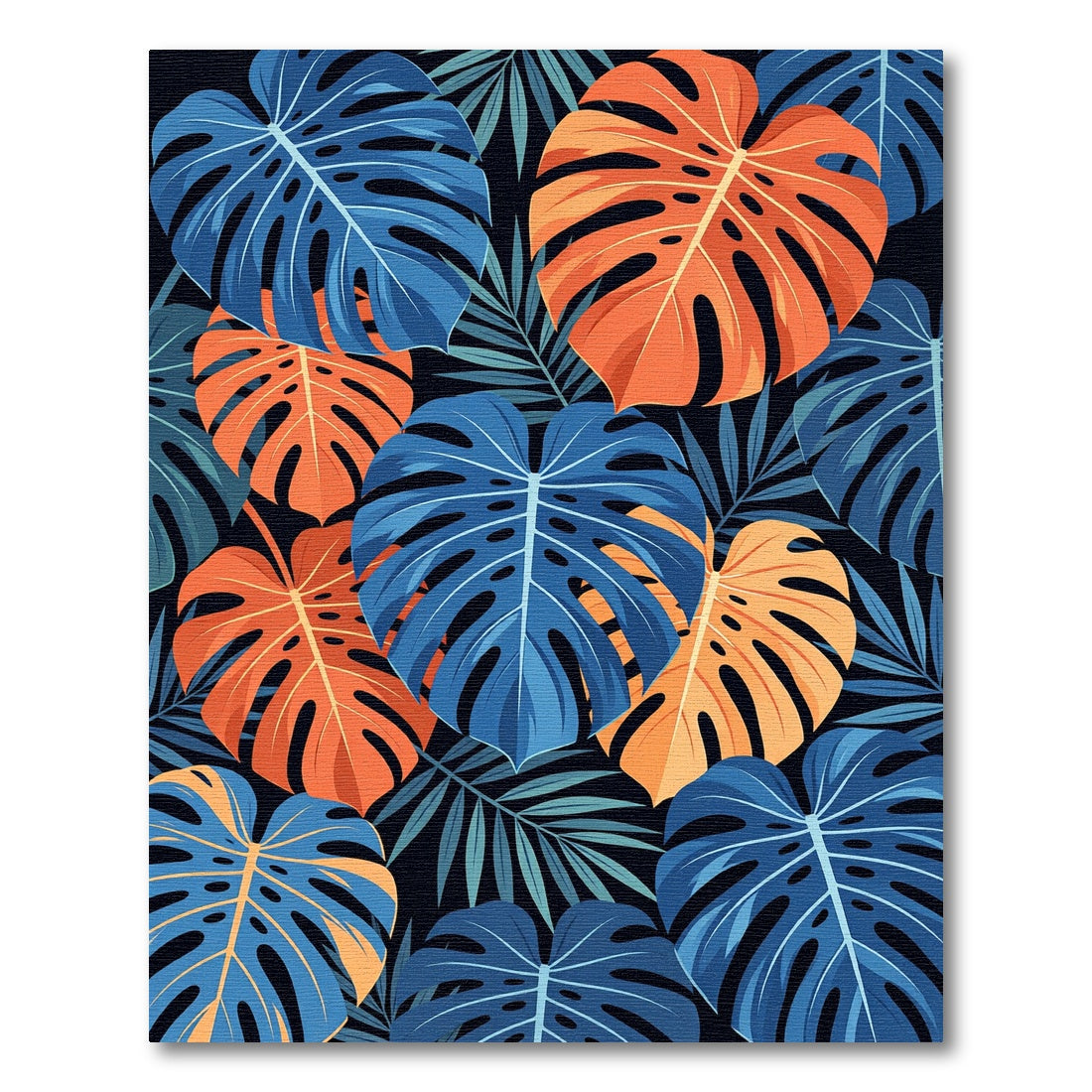 Abstract Tropical Monstera Leaf Duo Tone Rug