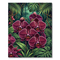 Lush Deep Purple Orchid Jungle Foliage Rug
