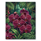 Lush Deep Purple Orchid Jungle Foliage Rug