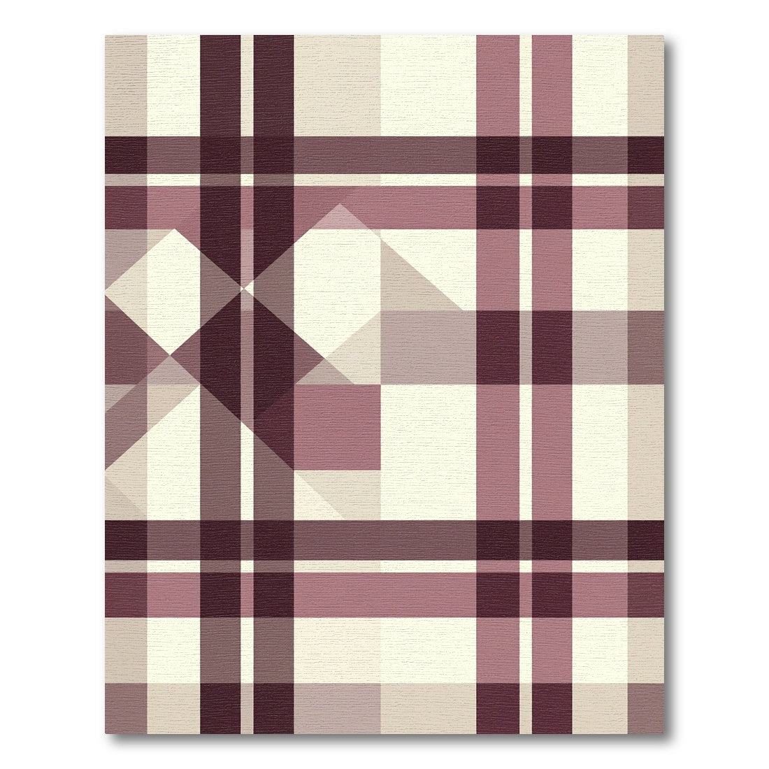Crimson Mauve Plaid Geometric Overlay Rug