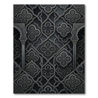 Dark Gray Ornamental Arabesque Medallion Rug