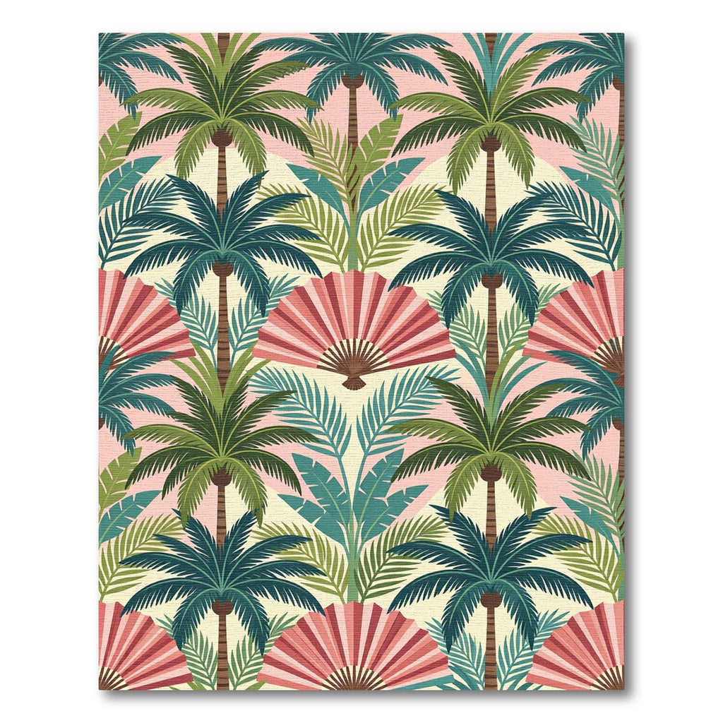 Tropical Pink Palm Frond Fan Rug
