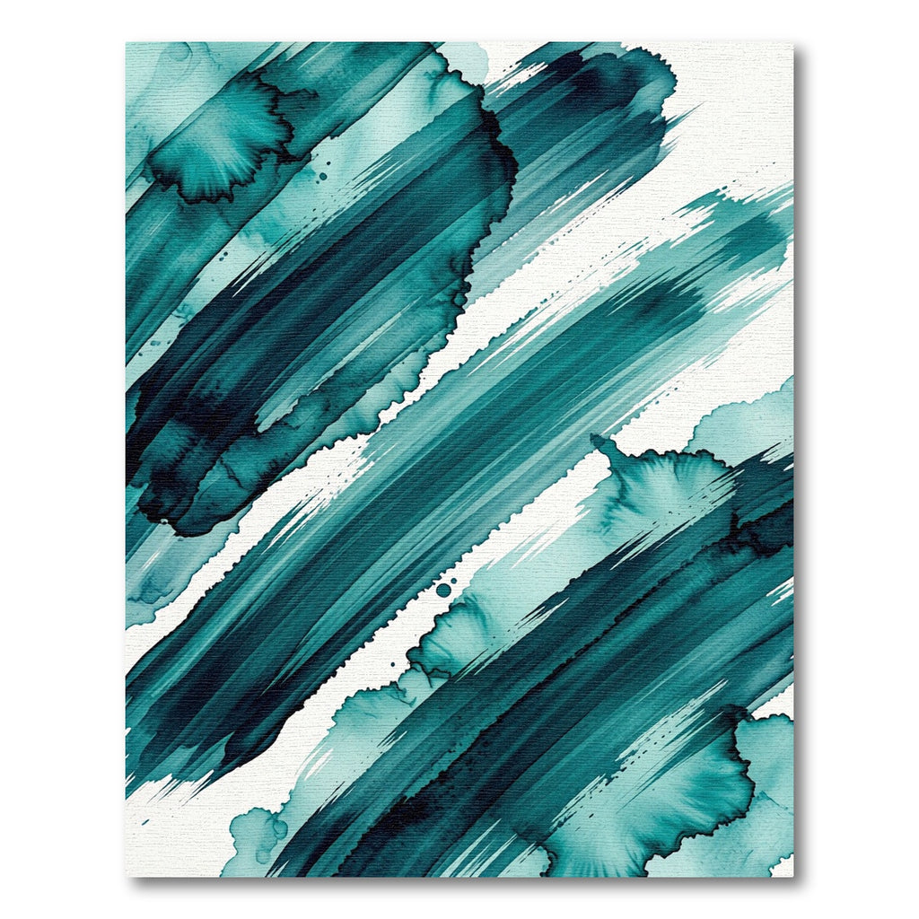 Teal Watercolor Brush Stroke Abstract Rug