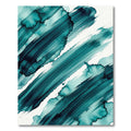 Teal Watercolor Brush Stroke Abstract Rug