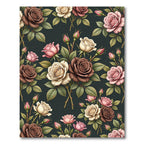 Vintage Pink Brown Cream Roses Garden Rug
