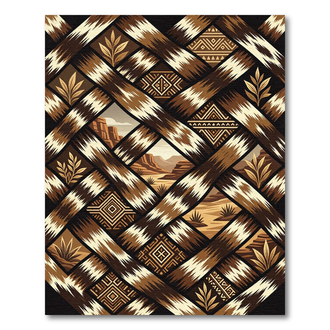 Woven Earthy Desert Landscape Medallion Rug