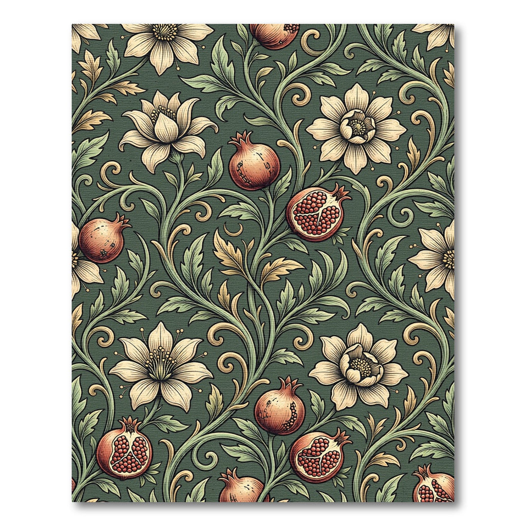 Botanical Pomegranate Forest Green Foliage Rug