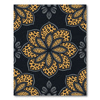 Golden Leopard Floral Mandala Rug