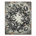 Monochrome Peony Wreath Ribbon Art Rug