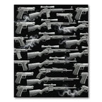 Monochromatic Tactical Firearms Smoke Illustration Rug