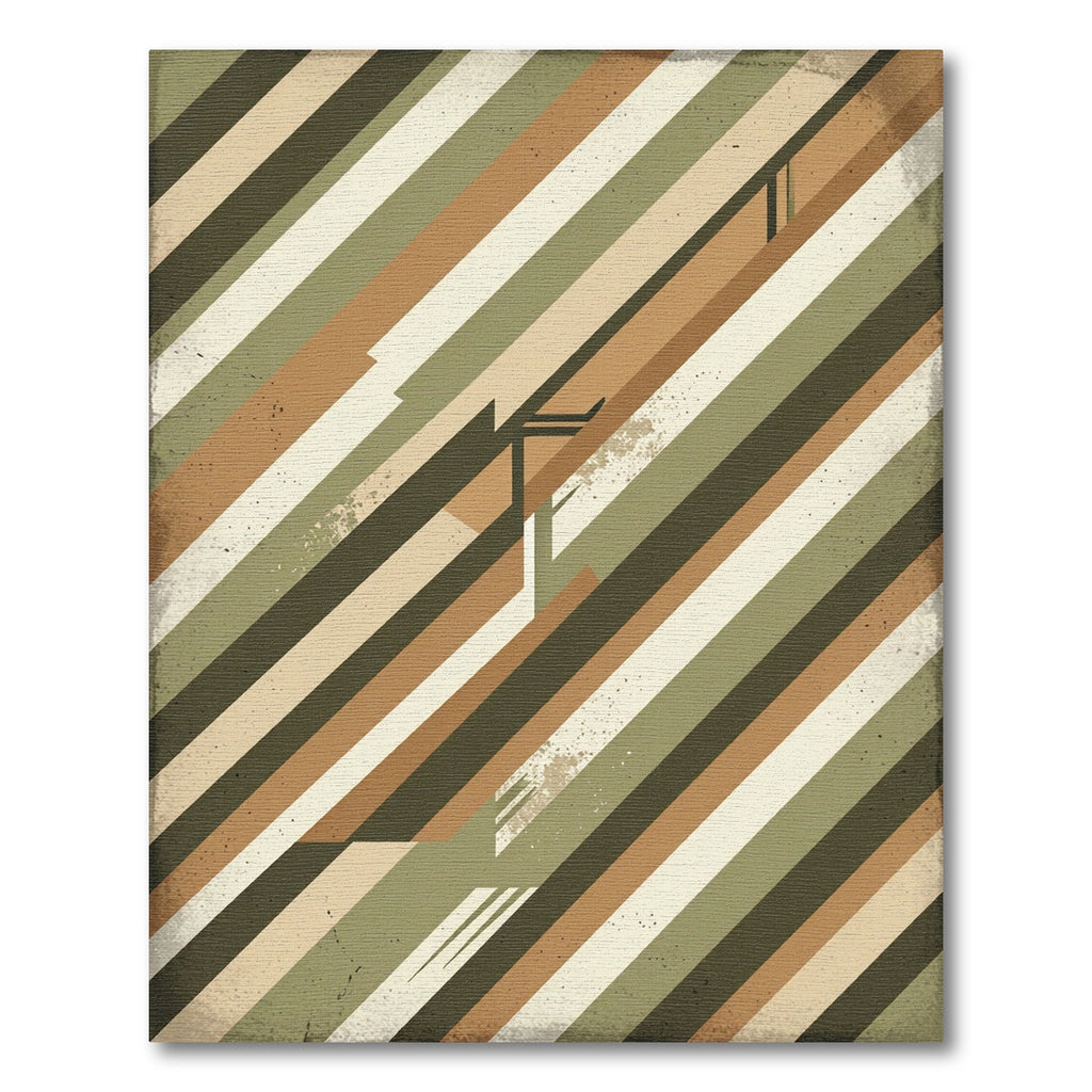 Geometric Earth Tone Striped Abstract Rug